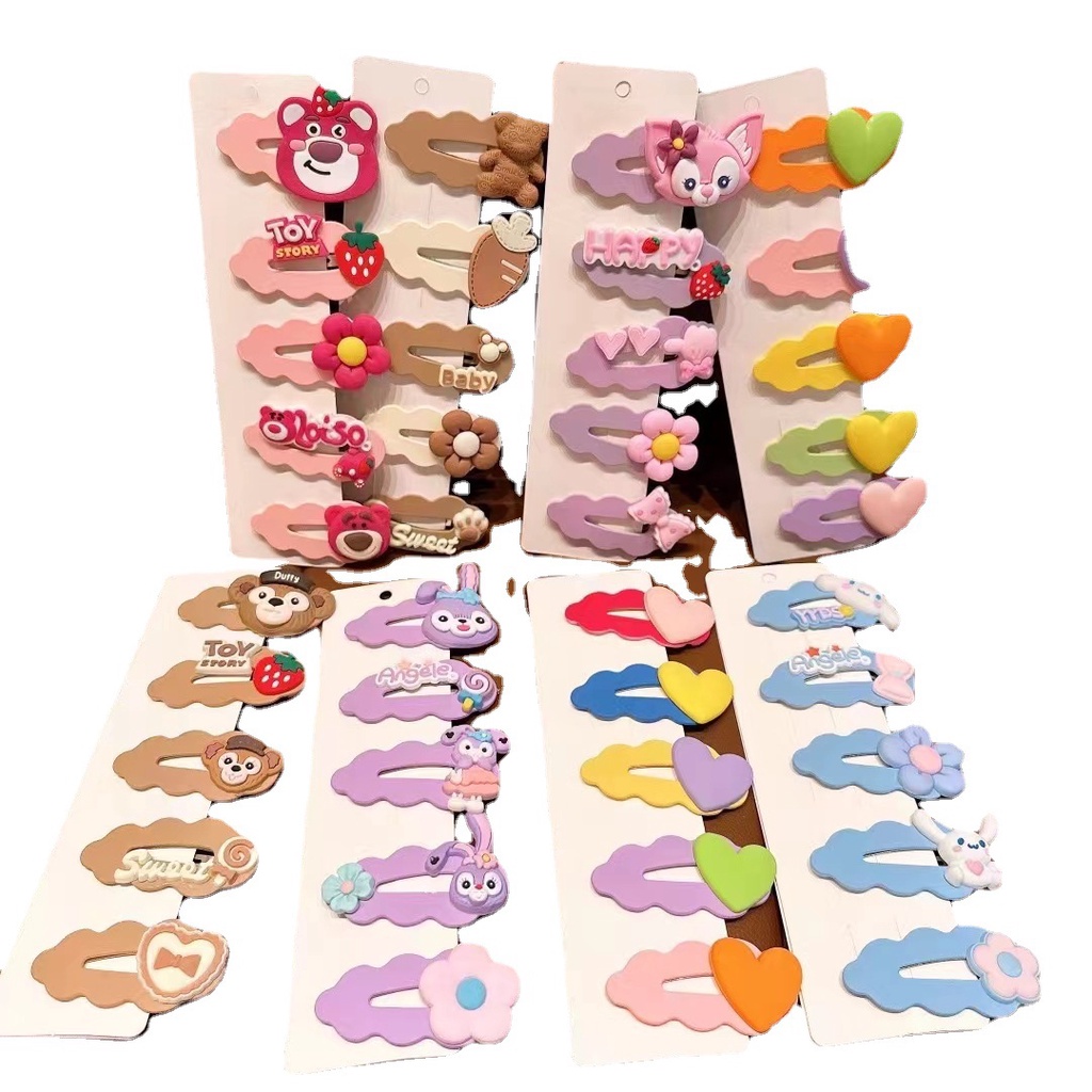 Kẹp Tóc BB Họa Tiết Gấu / Dâu Tây / Ngôi Sao Hoạt Hình Thời Trang Mùa Hè