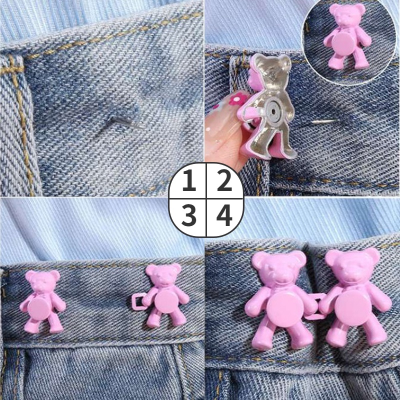 1 Cặp Nút Bấm Điều Chỉnh Được Nhiều Màu Sắc Hình Chú Gấu Dễ Tháo Rời Tiện Dụng