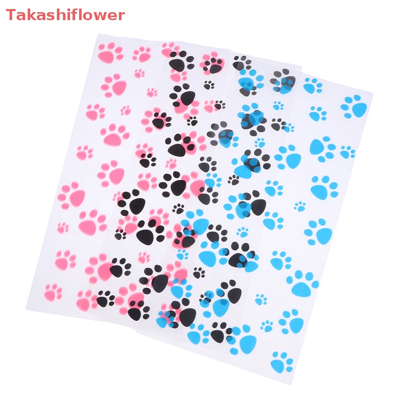 Set 50 / 100 Túi Nhựa Đựng Kẹo In Hình Dấu Chân Mèo Màu Hồng Dễ Thương