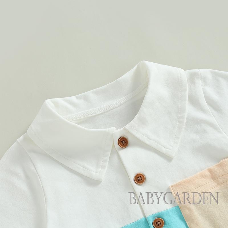 Áo Liền Quần Ngắn Tay Màu Sắc Tương Phản Thời Trang Mùa Hè Cho Bé Trai 0-18 Tháng Tuổi