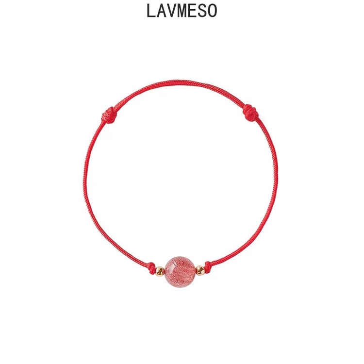 Lavmeso Vòng Đeo Tay Chuỗi Hạt Pha Lê Tròn Nhỏ Màu Đỏ / Đen Đa Dạng Thời Trang Dễ Phối Đồ Dành Cho Cặp Đôi
