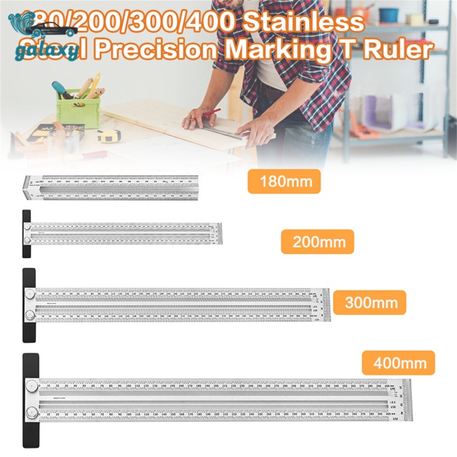 Galaxy Thước Đo Góc Vuông Bằng Hợp Kim Nhôm Độ Chính Xác Cao 180mm / 200mm / 300mm / 400mm