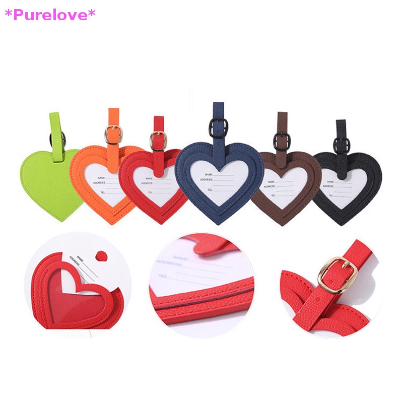 1 Thẻ Tên Gắn Hành Lý Du Lịch Bằng Da Hình Trái Tim Mới