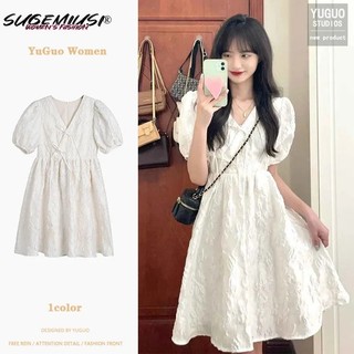 Đầm Công Chúa Sugemiusi Tay Phồng Cổ Chữ V Thời Trang Mùa Hè Cho Nữ
