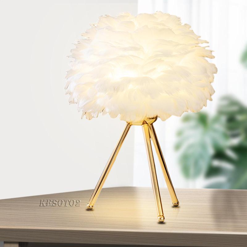 [Kesoto2] Đèn Ngủ Lông Vũ Để Bàn Trang Trí Phòng Ngủ