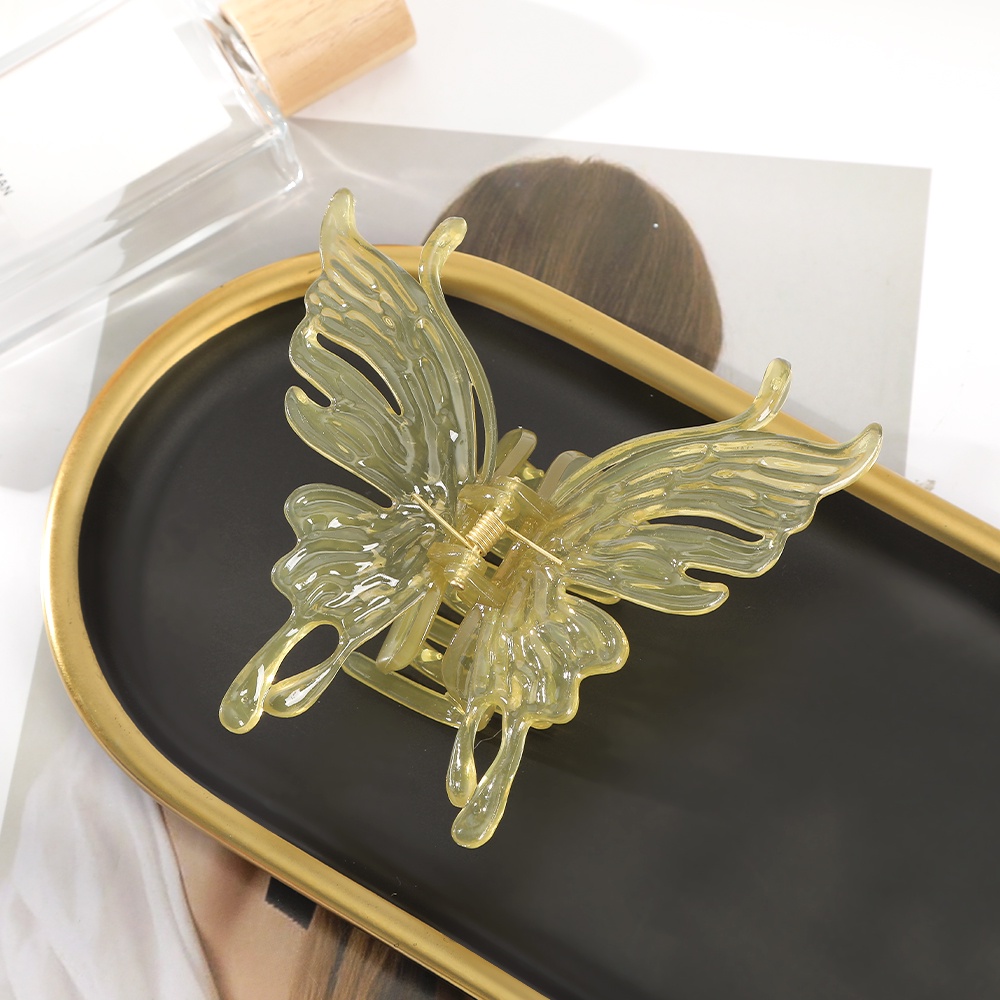 Haimeikang Kẹp Tóc Nơ Acrylic Ba Chiều Cỡ Lớn Màu Thạch Ngọt Ngào Khí Chất