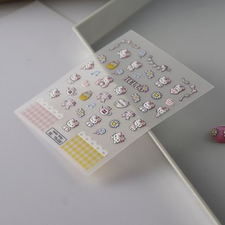 Sticker Lụa Nổi 5D | Mèo Hello Kitty | Hình Dán Móng Tay TS-030