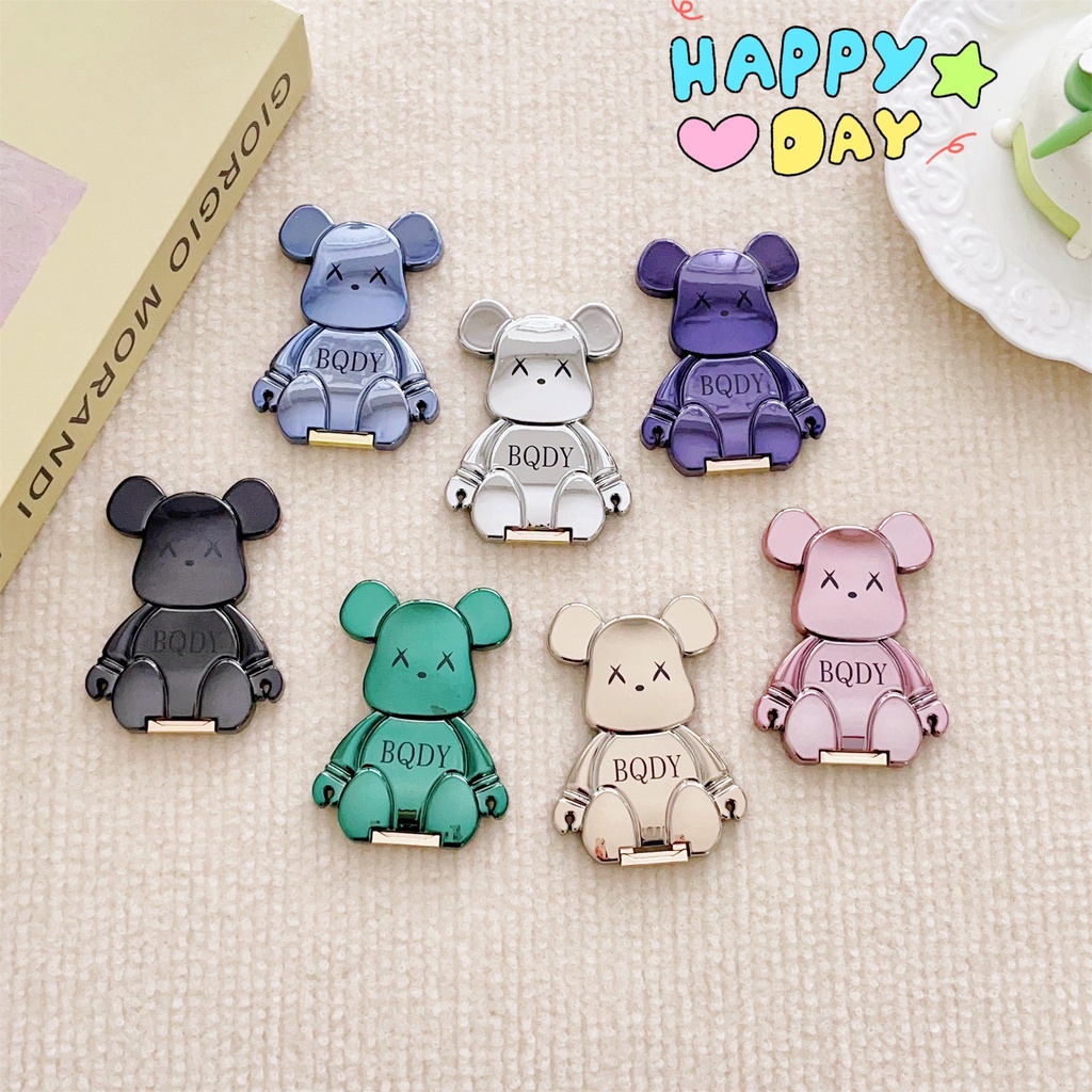 Ốp Điện Thoại Họa Tiết Hoạt Hình Chú Gấu Bạo Lực Kèm Giá Đỡ Nhẫn Và Dây Đeo Tiện Dụng Cho iphone