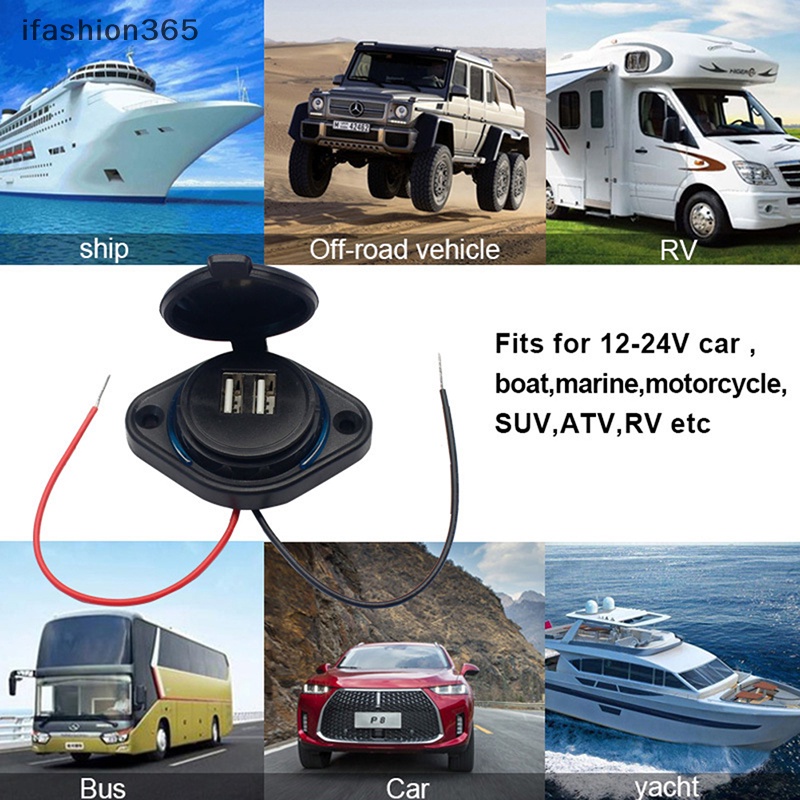 Ổ Cắm Sạc Hai Cổng USB 3.1A Chống Thấm Nước Dùng Trong Xe Hơi