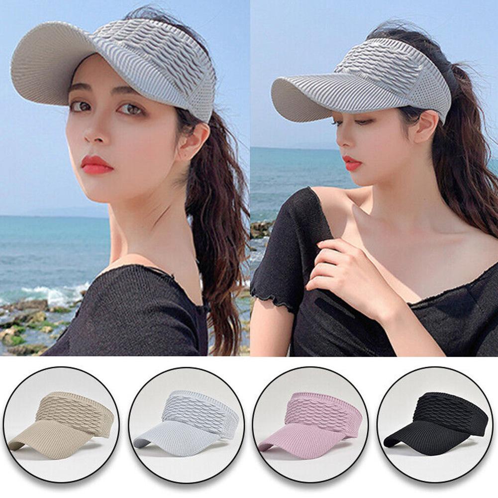 Mũ Lưỡi Trai Hở Chóp Chống Nắng Bằng Vải Dệt Kim UV Thời Trang Mùa Hè Hàng Mới W2Z4