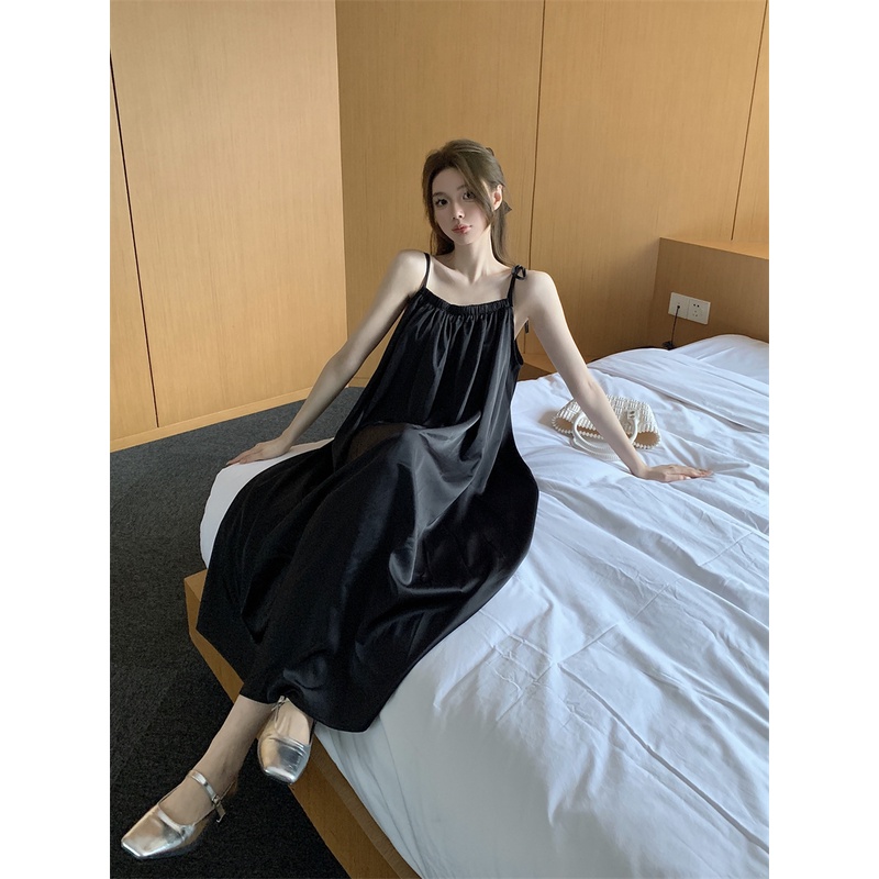 Đầm Hai Dây Cột Dây Trong Suốt Thời Trang Mùa Hè Xinh Xắn Cho Nữ