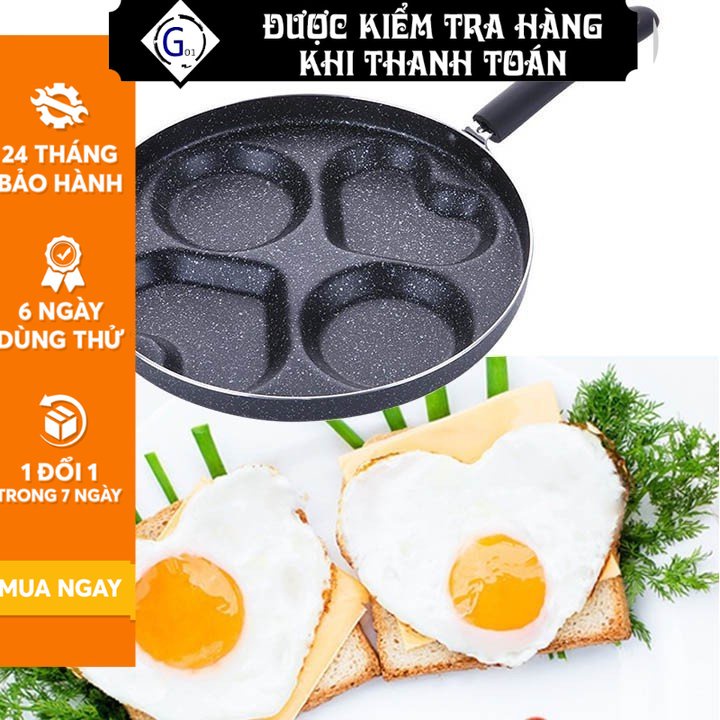 Chảo chống dính 4 ngăn G01 cao cấp, thiết kế thông minh, đa năng, tiện dụng, hàng nhập khẩu, giá rẻ