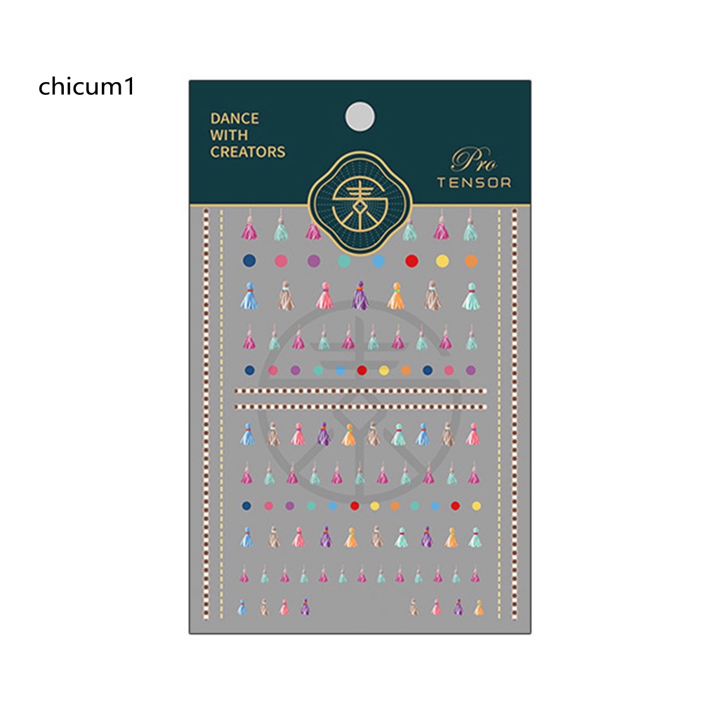 Miếng Dán Trang Trí Móng Tay Tự Dính Họa Tiết Chấm Bi Phối Tua Rua Nhiều Màu Dễ Thương