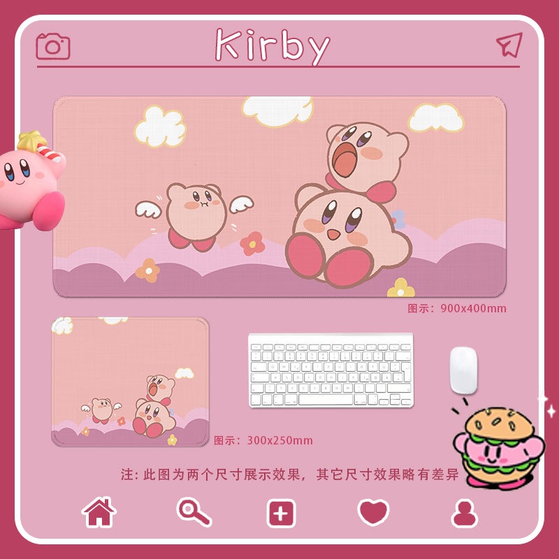 Tấm Lót Chuột Và Bàn Phím Cỡ Lớn In Hoạt Hình Kirby Dễ Thương Cho Bé Gái