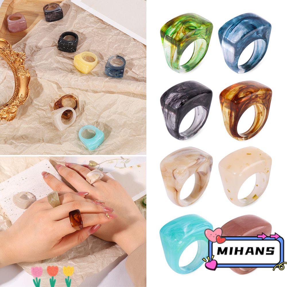 Nhẫn Acrylic Họa Tiết Vân Đá Nhiều Màu Thời Trang Cho Nữ