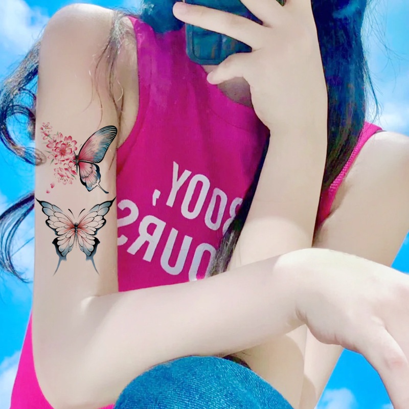 Hình Xăm Dán Tạm Thời Hình Bướm Nhỏ Nhiều Màu Sắc Chống Nước Lâu Trôi