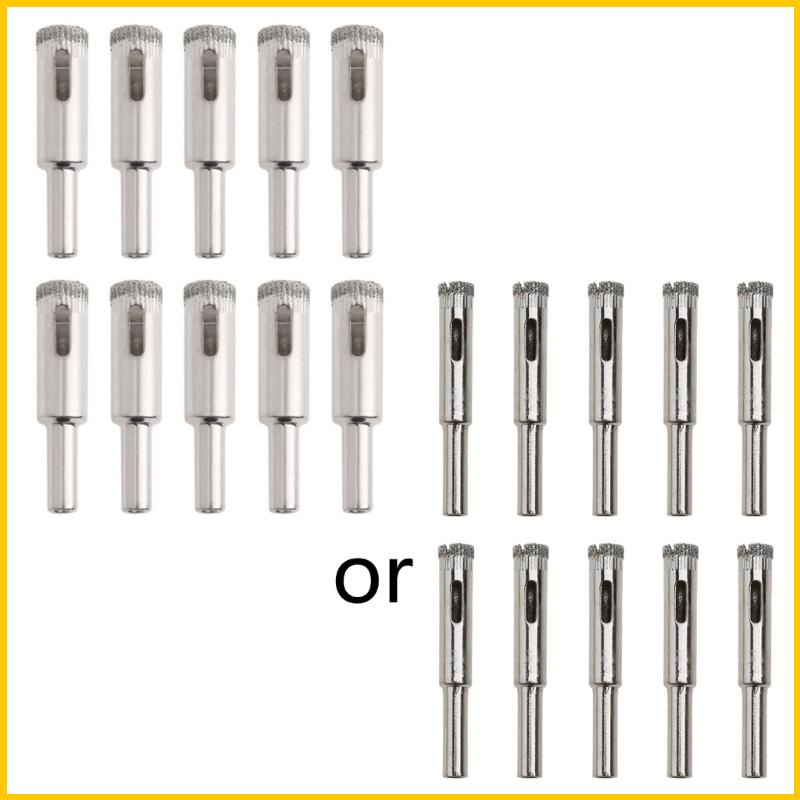 Bộ 10 Mũi Khoan Lỗ 12mm Mạ Kim Cương Dùng Khoan Kính / Gạch Men / Đá Hoa Cương