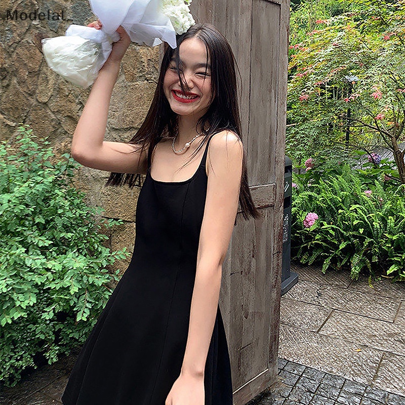 Mfc Đầm Chữ A Không Tay Lưng Cao Màu Trơn Thời Trang Mùa Hè Cho Nữ