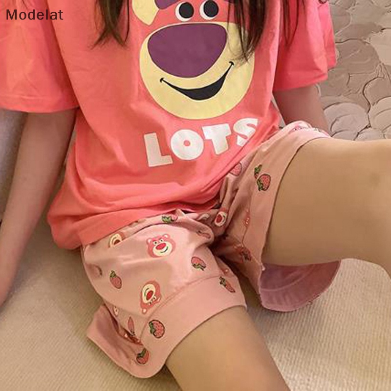 Bộ Đồ Ngủ Áo Thun + Quần Short In Họa Tiết Hoạt Hình Kiểu Hàn Quốc Thời Trang Mùa Hè Cho Nữ