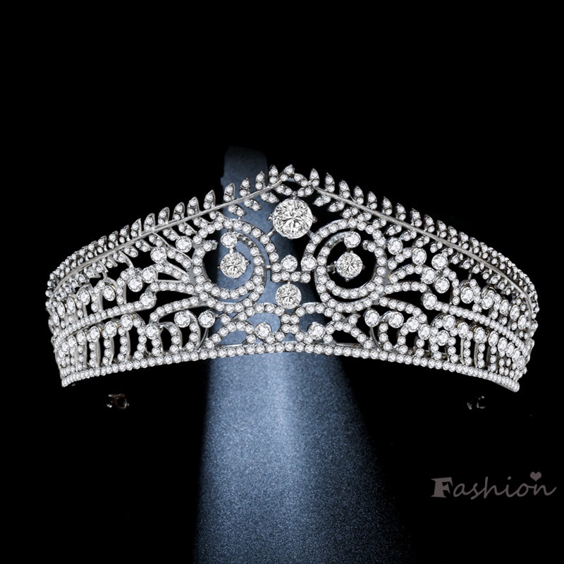 Cài Tóc Hình Vương Miện Đính Đá Lấp Lánh Sang Trọng Cho Cô Dâu