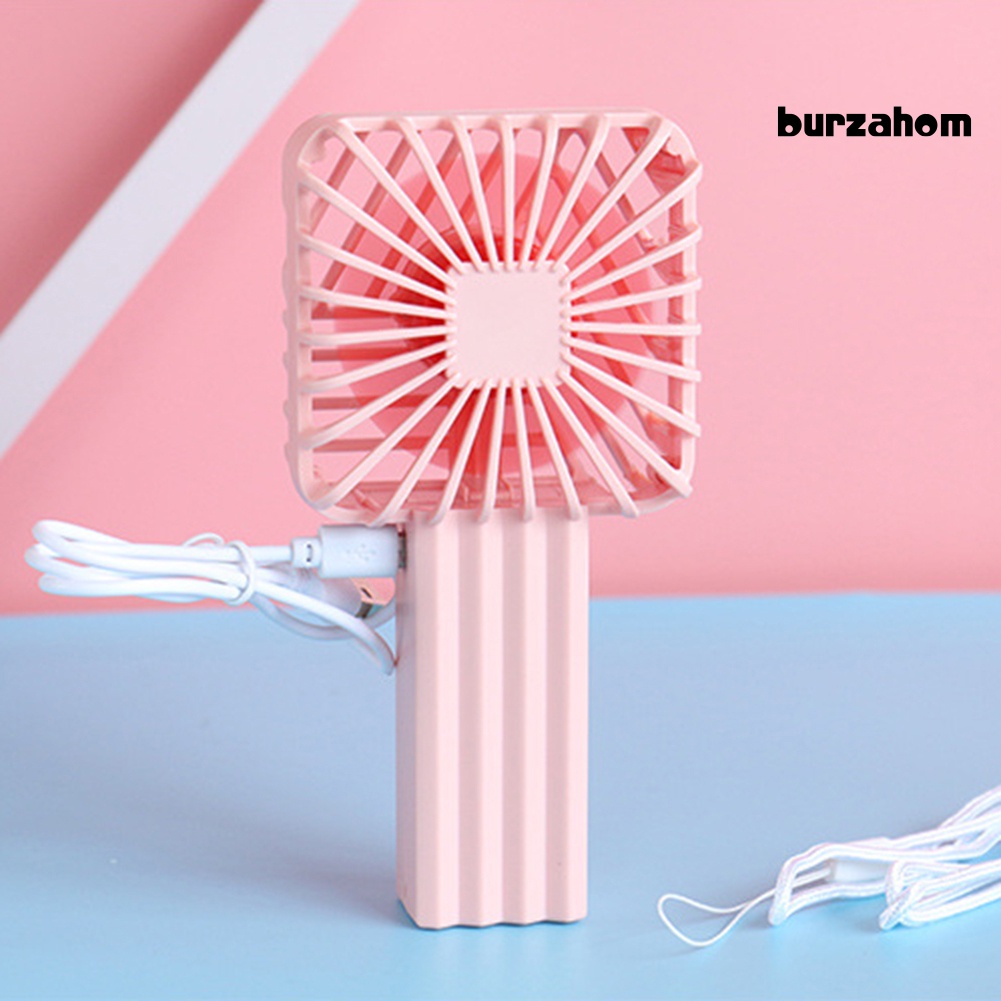 Quạt USB Cầm Tay Hình Vuông / Tròn Có Dây Đeo Tiện Dụng Cho Gia Đình / Văn Phòng