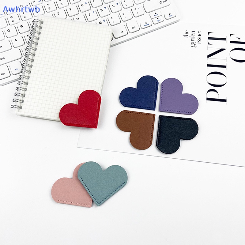Awhrtwb Thẻ Đánh Dấu Trang Sách Góc Tam Giác / Trái Tim Bằng Da PU Nhỏ Gọn Chống Thấm Nước Làm Quà
