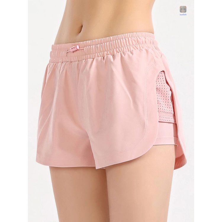 Quần Short Thể Thao 2 Trong 1 Eo Co Giãn Phối Lưới Dành Cho Nữ