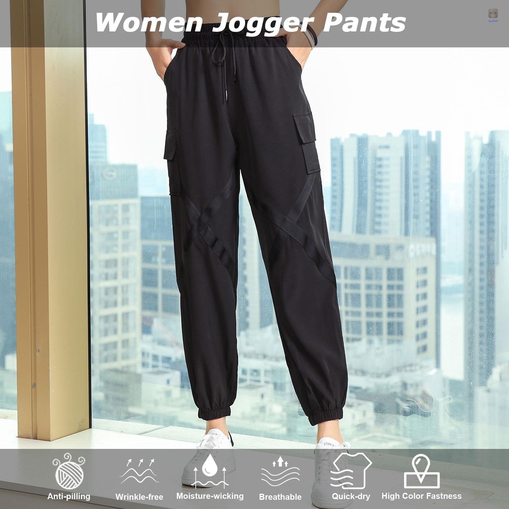 Quần Baggy Thể Thao Co Giãn Nhanh Khô Có Túi Tiện Dụng Cho Nữ