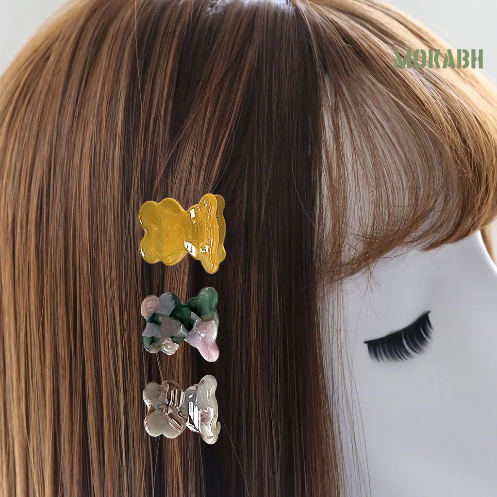 [Mok Abh] Kẹp Tóc Họa Tiết Hoạt Hình Chống Mài Mòn Dùng Hàng Ngày Cho Mèo / Gấu