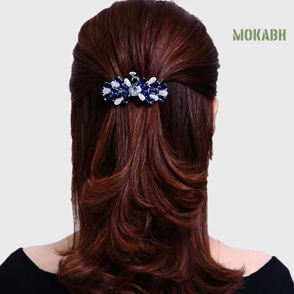 Kẹp Tóc Con Công Đính Đá Chống Trượt Kiểu Dáng Thanh Lịch