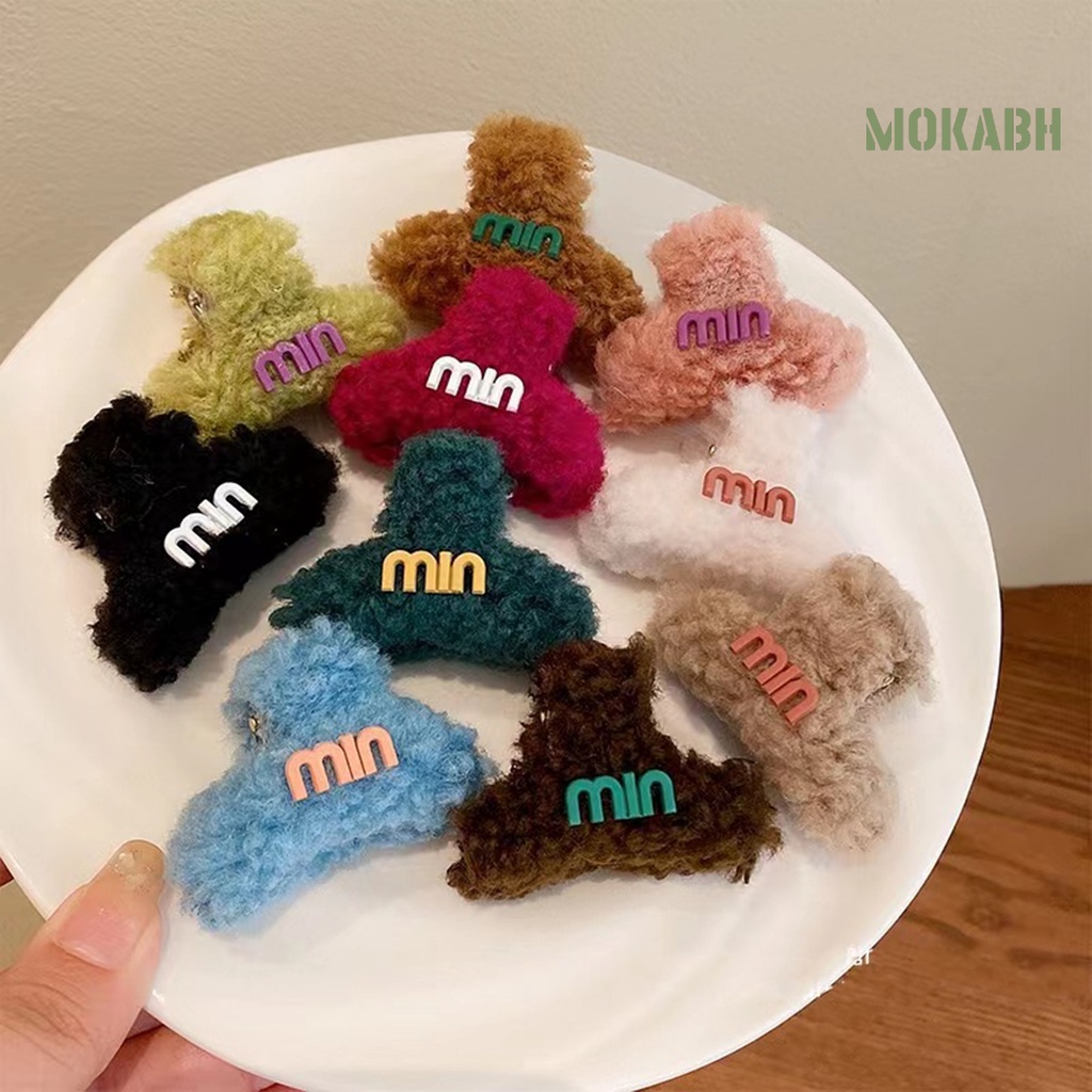 Kẹp Tóc Mềm Mại Màu Trơn Họa Tiết Chữ Phong Cách Hàn Quốc