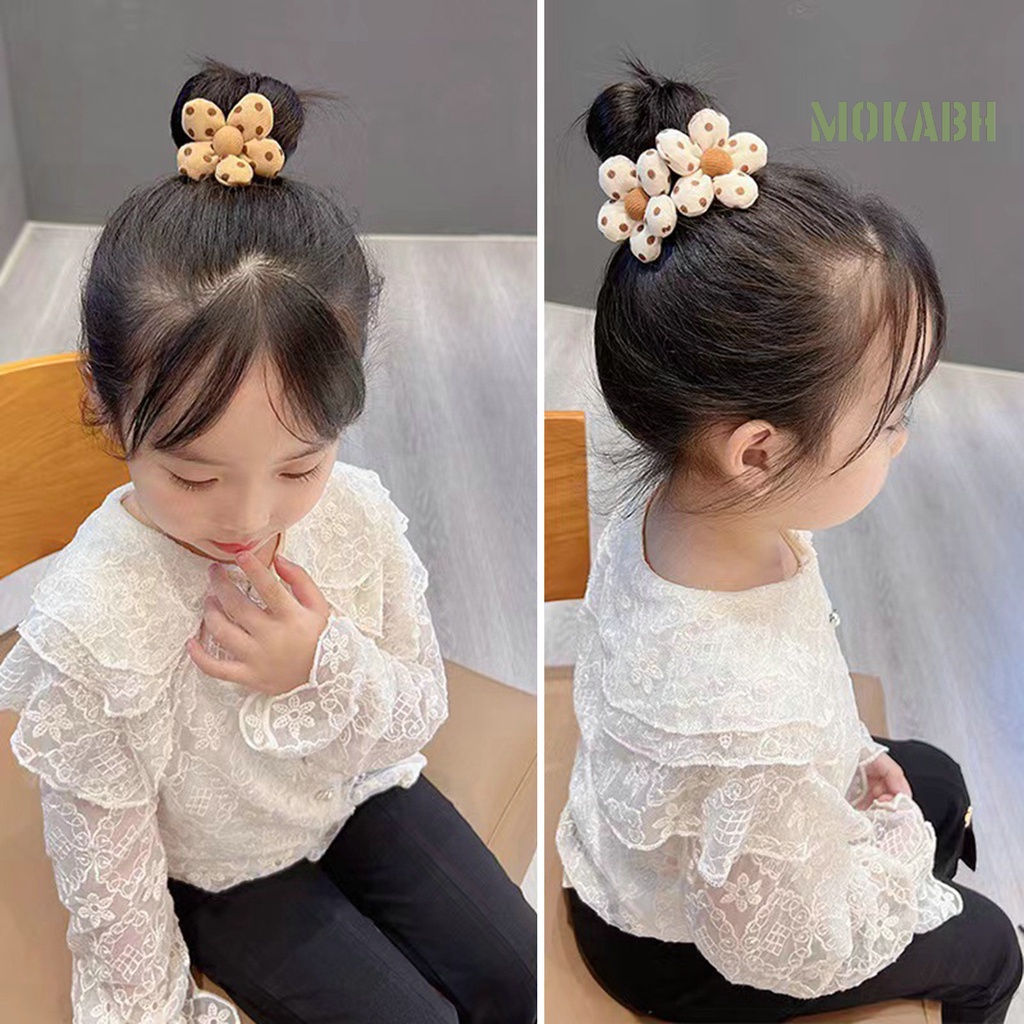 Dây Cột Tóc Co Giãn Hình Hoa Hoạt Hình Phong Cách Hàn Quốc Dễ Thương Cho Nữ