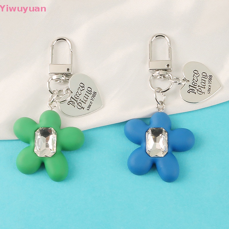 < Yiwuyuan > Móc Khóa Hình Hoa Trái Tim Đá Quý Nhiều Màu Trang Trí Ba Lô Xe Hơi Ch