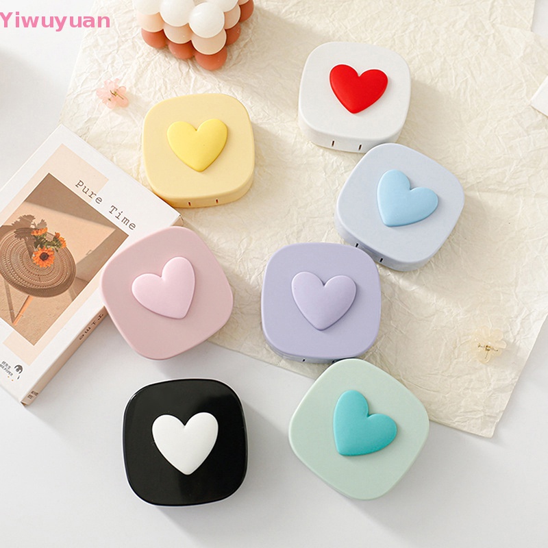 < Yiwuyuan > Hộp Đựng Kính Áp Tròng Màu Macaron Hình Vuông Trái Tim Có Gương Nhỏ Gọn Dễ Mang Theo Khi Đi Du Lịch Mới
