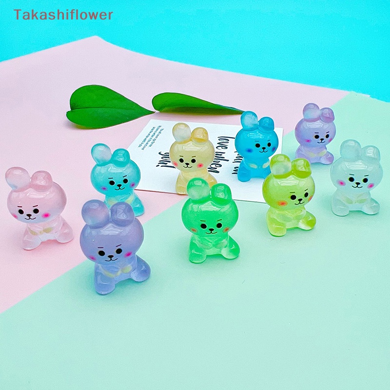 Set 2 Mô Hình Thỏ Dạ Quang Mini Bằng Nhựa Resin Dễ Thương Trang Trí Sân Vườn