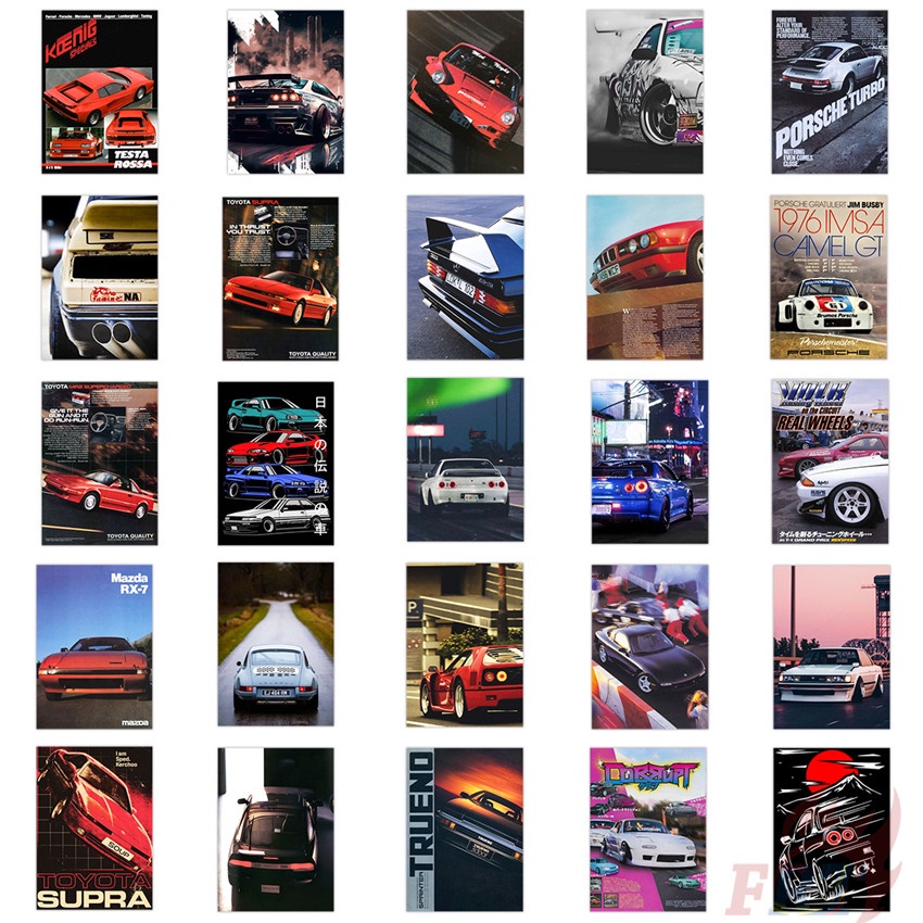 50 Cái / Bộ ❉ Racer. Jdm Áp Phích Dán Xe Hơi Series 01 ❉ Sticker Dán Tường Chống Thấm Nước Họa Tiết Doodle Hợp Thời Trang