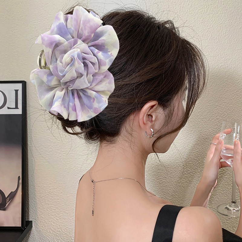 Haimeikang Kẹp Tóc Nơ Lưới Kích Thước Lớn Hai Mặt Ngọt Ngào Cho Nữ