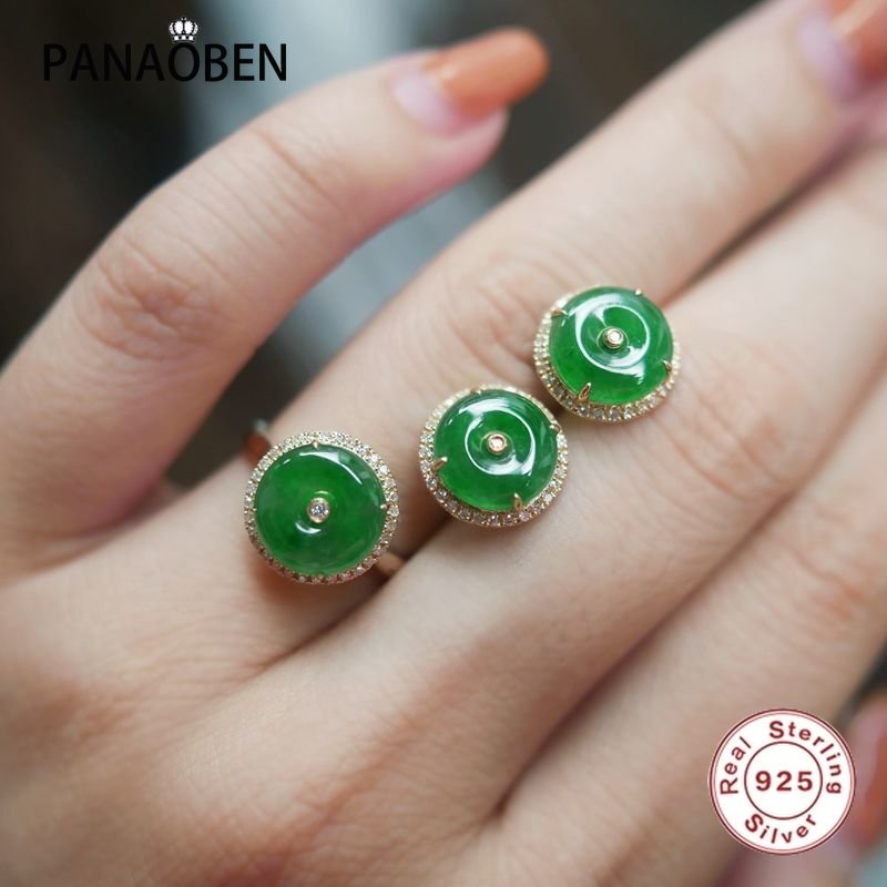 Chính Hãng Mới Khuyên Tai Dạng Mở Hình Hạt Đá Mặt Trời Xanh Lá Tự Nhiên Thanh Lịch Cổ Điển Sang Trọng Quyến Rũ Nhẹ Nhàng