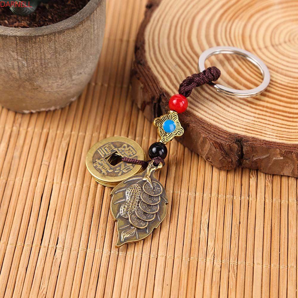 Đồng Xu Phong Thủy Bằng Đồng Thau Thủ Công Treo Chìa Khóa Xe Hơi