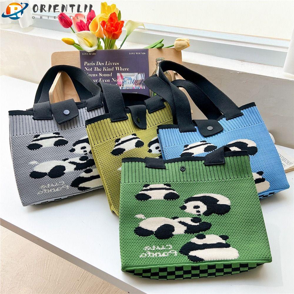 Túi Đeo Vai Đan Len Họa Tiết Gấu Trúc Dễ Thương Thời Trang Cho Nữ