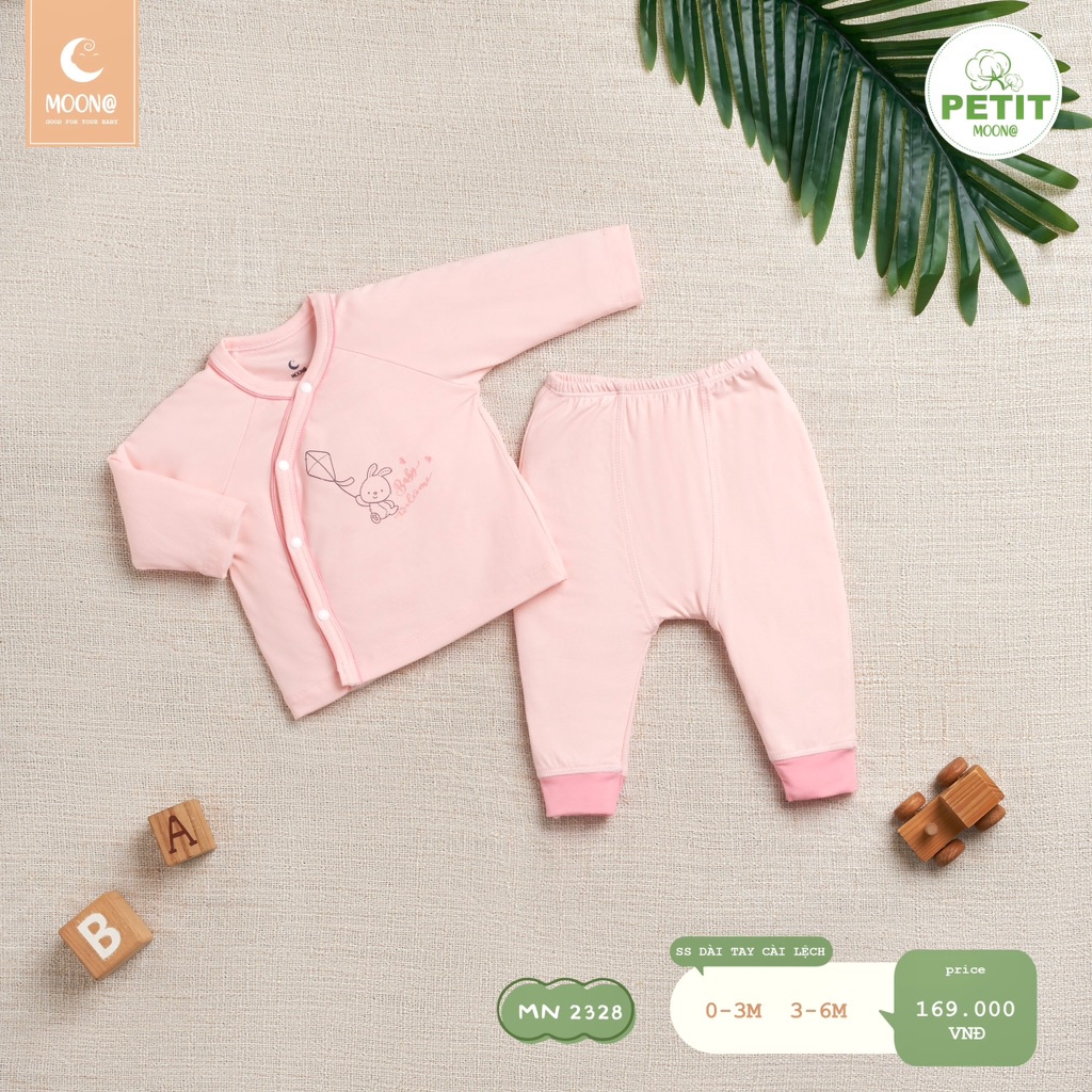 Bộ sơ sinh cài chéo Moon cho bé trai bé gái