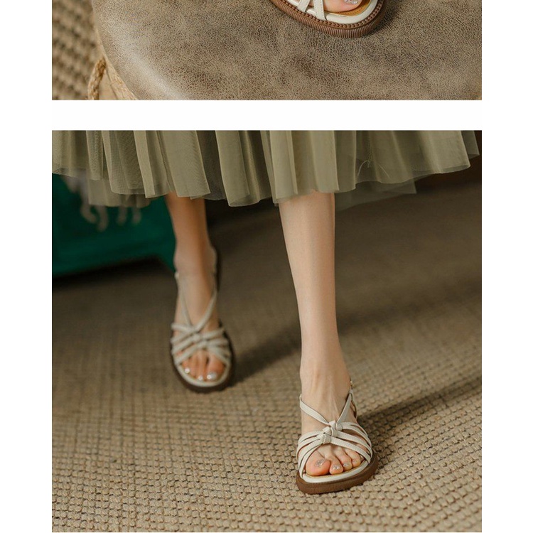Giày Sandal Đế Bằng Thiết Kế Đơn Giản Thoải Mái Thời Trang Mùa Hè Cho Nữ