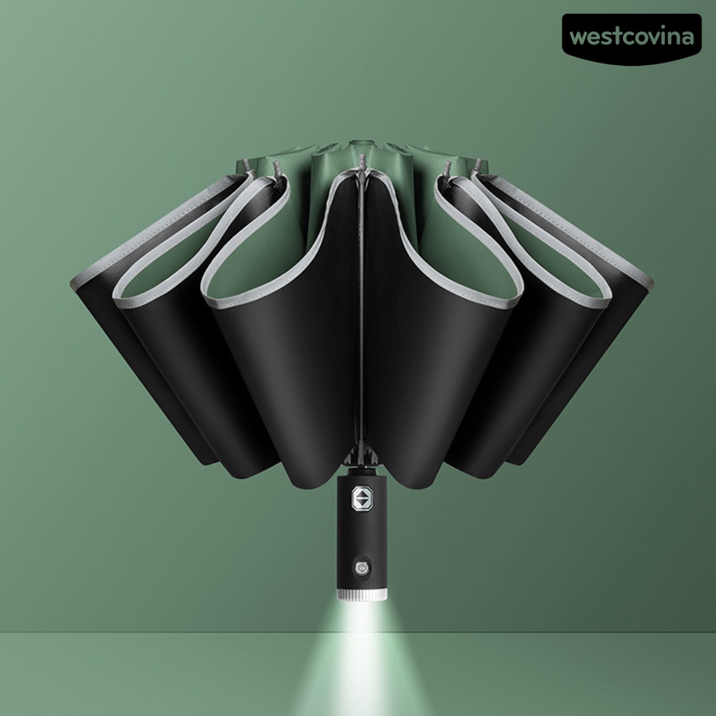 [COD]☁Dù Gấp Tự Động Có Đèn Pin LED Tay Cầm Dài Tiện Dụng