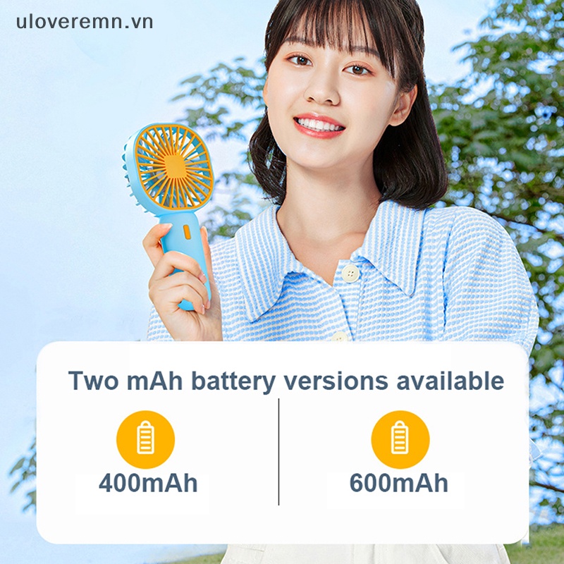 Quạt Điện Mini Cầm Tay 400 / 600Mah Có Thể Sạc Lại Bằng Cổng Usb