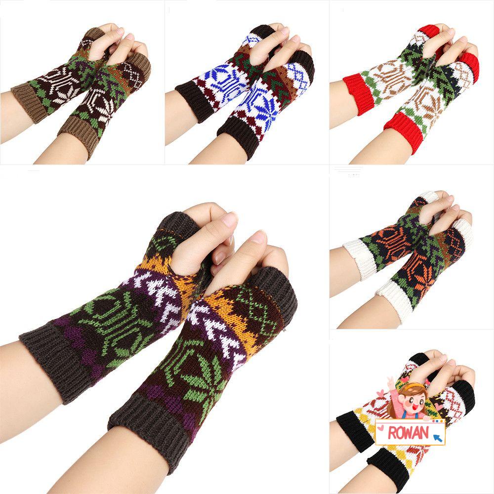 Găng Tay Dệt Kim Dài Dày Dặn Ấm Áp Co Giãn Thời Trang