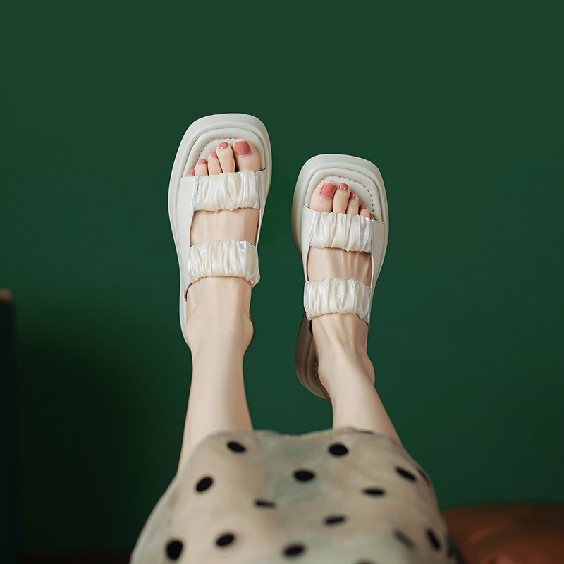 Duoya Tóc Thẳng ~ [Hàng Có Sẵn] Dép Sandal Đế Dày Thời Trang Phiên Bản Hàn Quốc Cho Nữ