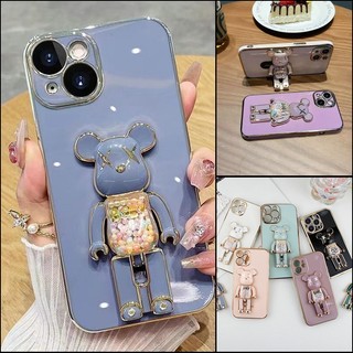 Ốp lưng OPPO A96 A95 A93 A92 A76 A74 A52 A12 A9 A7 A5 A5S A3S A1K 4G 5G 2020 2021 2022 Plating Candy Bear Fold Holder Soft Case