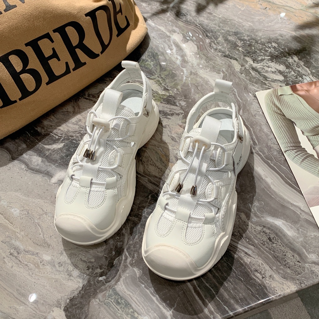 Giày sneaker Da Đế Dày Phối Lưới Thoáng Khí Thời Trang Mùa Hè 2023 Cho Nữ