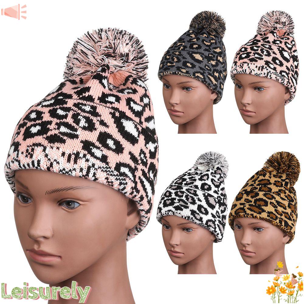 Mũ Beanie Mềm Mại In Họa Tiết Da Báo Ấm Áp