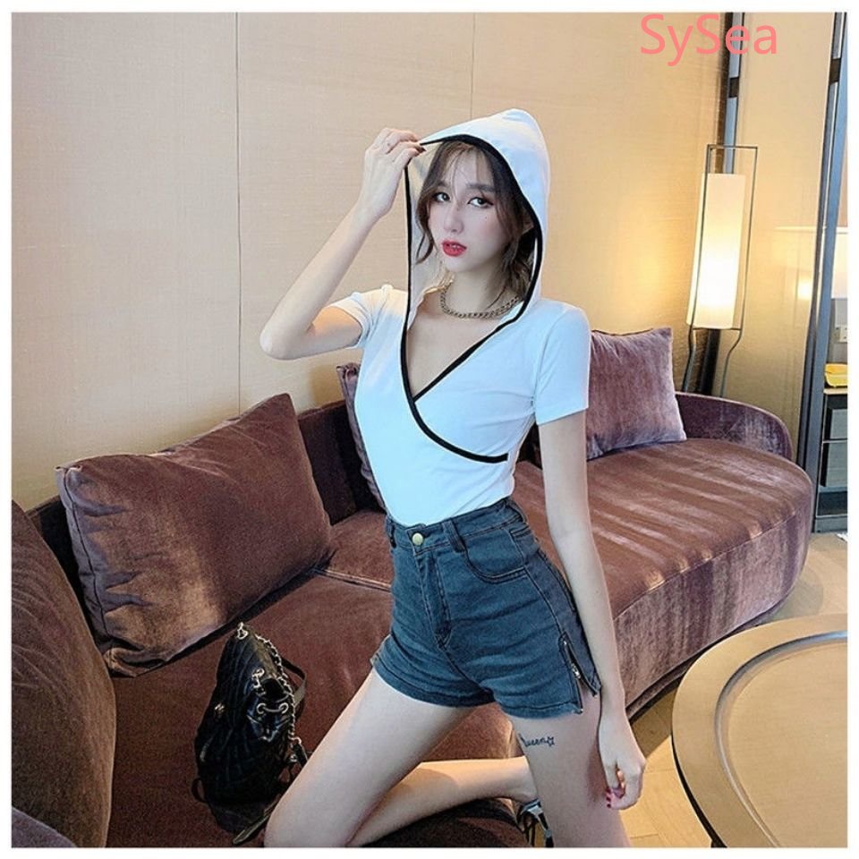 Áo Hoodie Ngắn Tay Phong Cách Retro Thời Trang Mùa Hè Cho Nữ